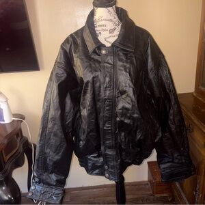 Men's Black Leather Jacket L